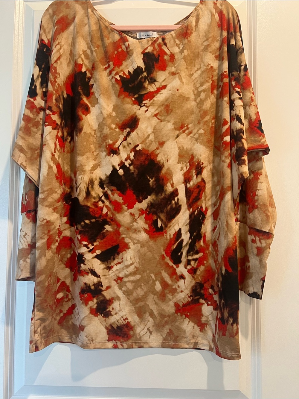 white birch Abstract Print Pullover in Beige, Rust and Black